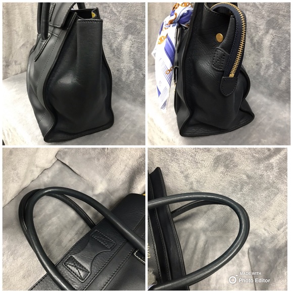 CELINE VINTAGE MICRO LUGGAGE TOTE FRONT LOCK NAVY  ‼️JUNE SALE‼️ - Picture 6 of 8